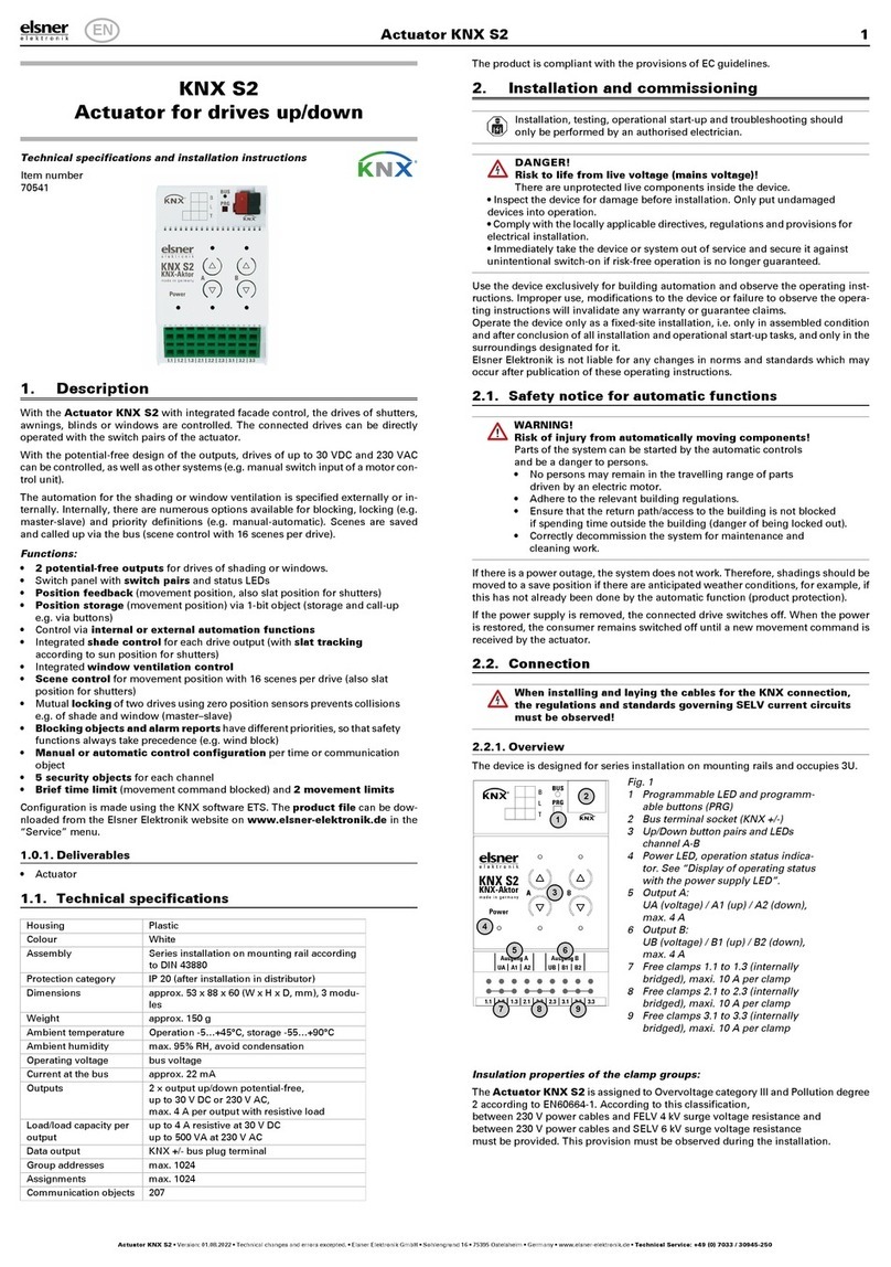 elsner elektronik KNX S2 Technical specifications and installation instructions elsner elektronik KNX S2 Technical specifications and installation instructions