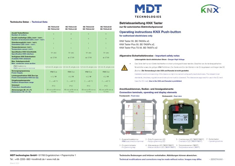 MDT Technologies KNX Taster 55 operating instructions MDT Technologies KNX Taster 55 operating instructions