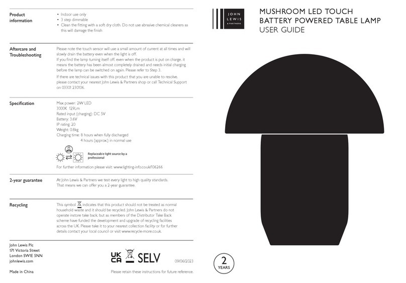 John Lewis MUSHROOM LED TOUCH User manual John Lewis MUSHROOM LED TOUCH User manual