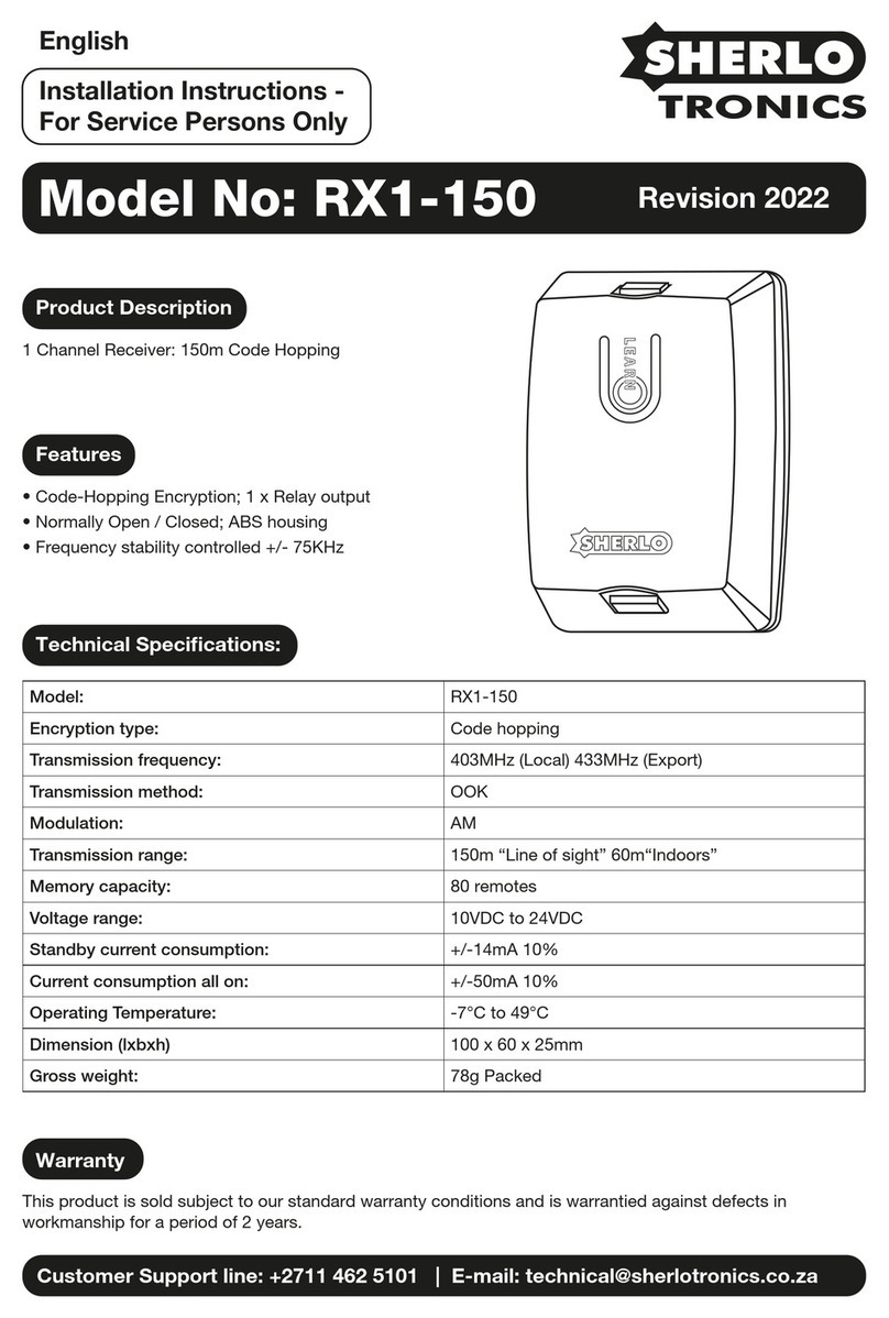 Sherlotronics RX1-150 installation instructions