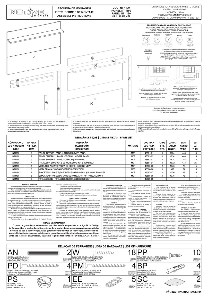 Notável Móveis NT 1190 Assembly instructions Notável Móveis NT 1190 Assembly instructions