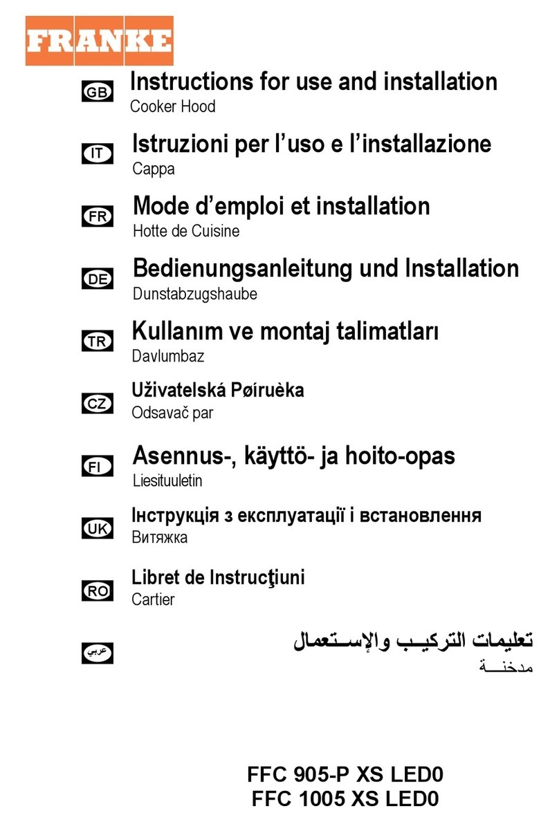 Franke FFC 905-P XS LED0 Instructions for use and installation Franke FFC 905-P XS LED0 Instructions for use and installation
