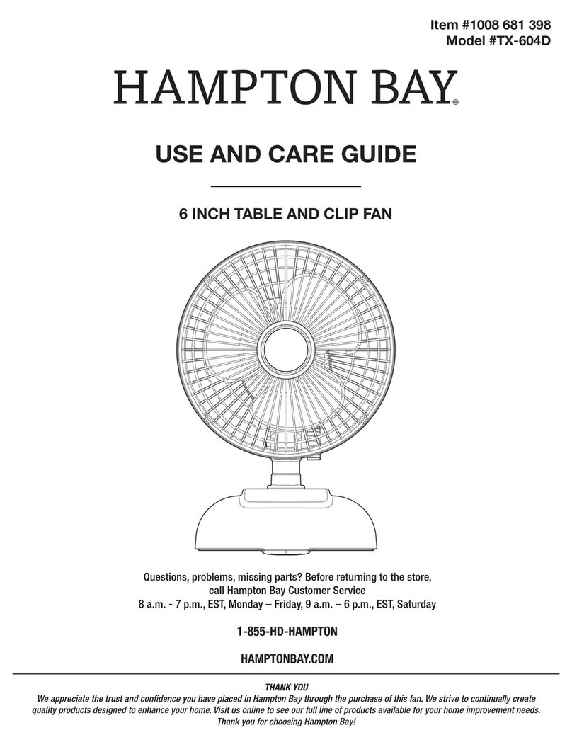 HAMPTON BAY TX-604D Use and care guide