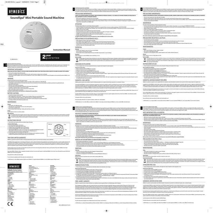 HoMedics SoundSpa SS-MN100-EU instruction manual