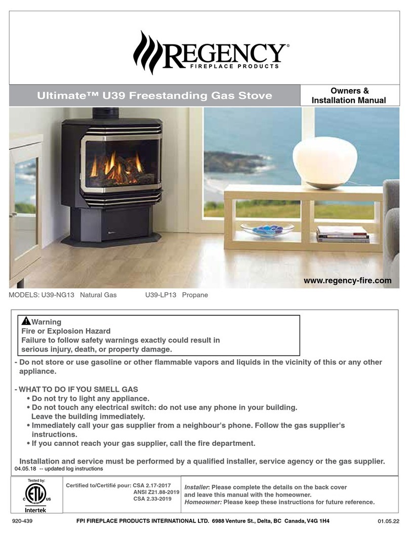 Regency Fireplace Products U39-NG13 Owners & installation manual