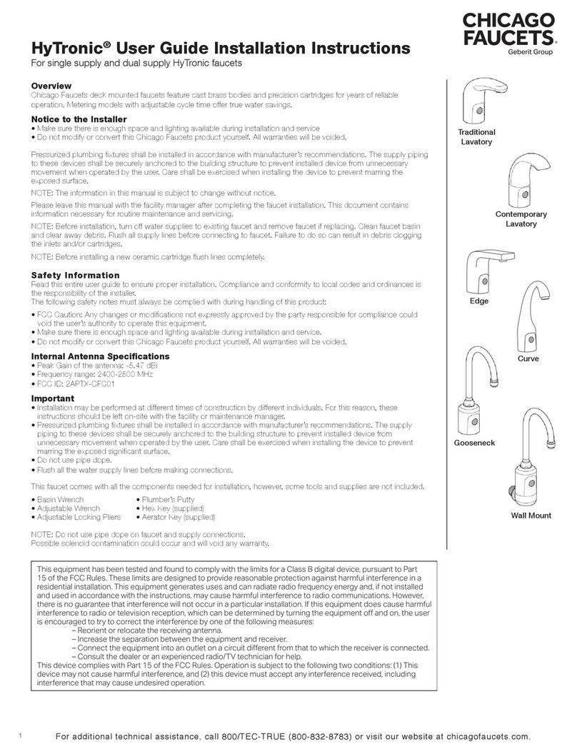 Geberit CHICAGO FAUCETS HyTronic Traditional... User's guide & installation instructions Geberit CHICAGO FAUCETS HyTronic Traditional... User's guide & installation instructions