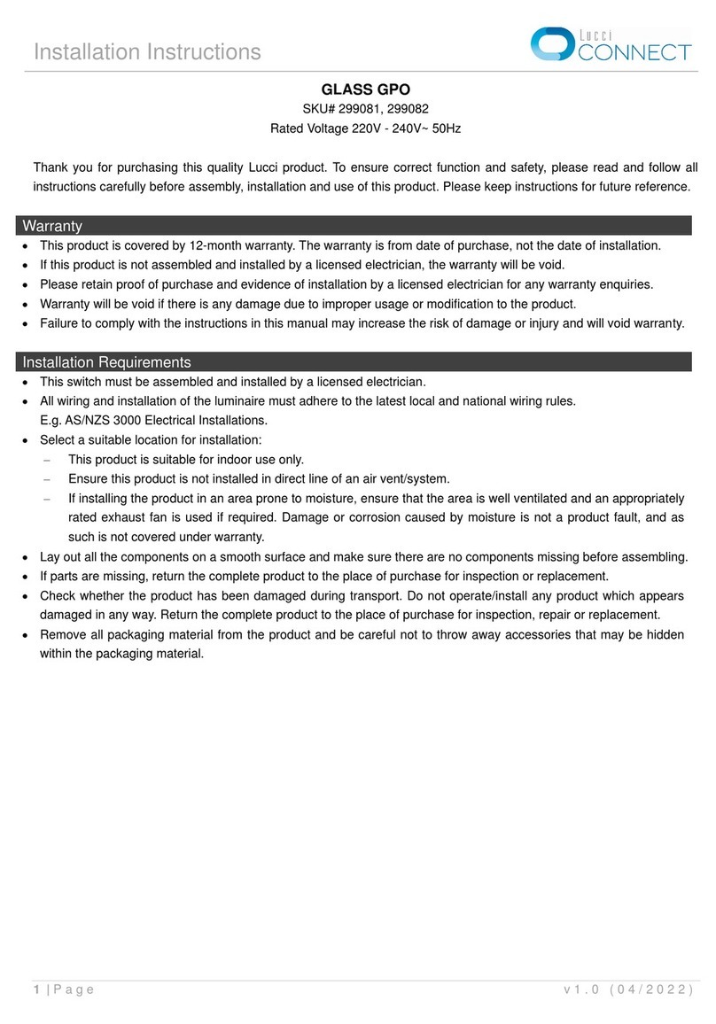 Lucci CONNECT GLASS GPO installation instructions