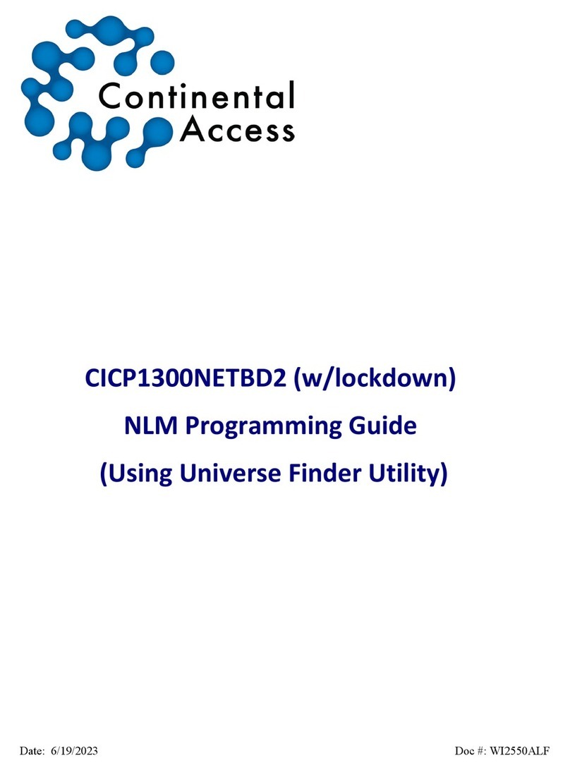Continental Access CICP1300NETBD2 Programming guide