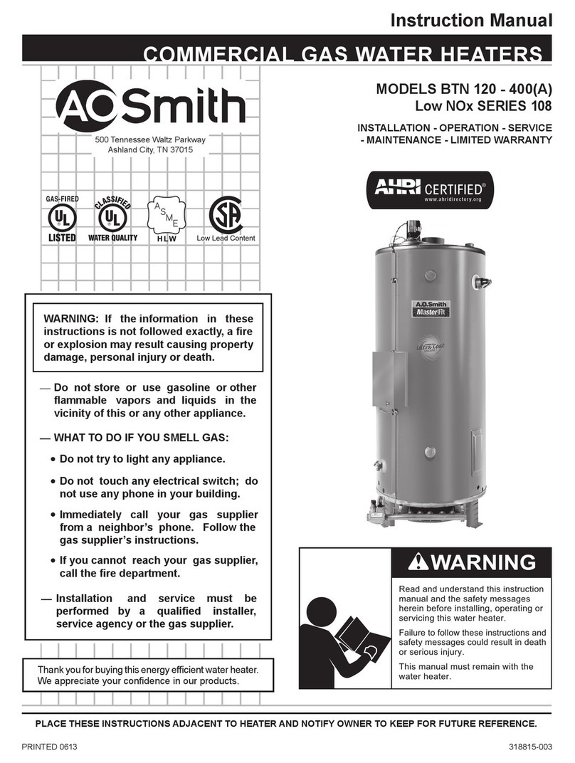 A.O. Smith MasterFit BTN120 instruction manual