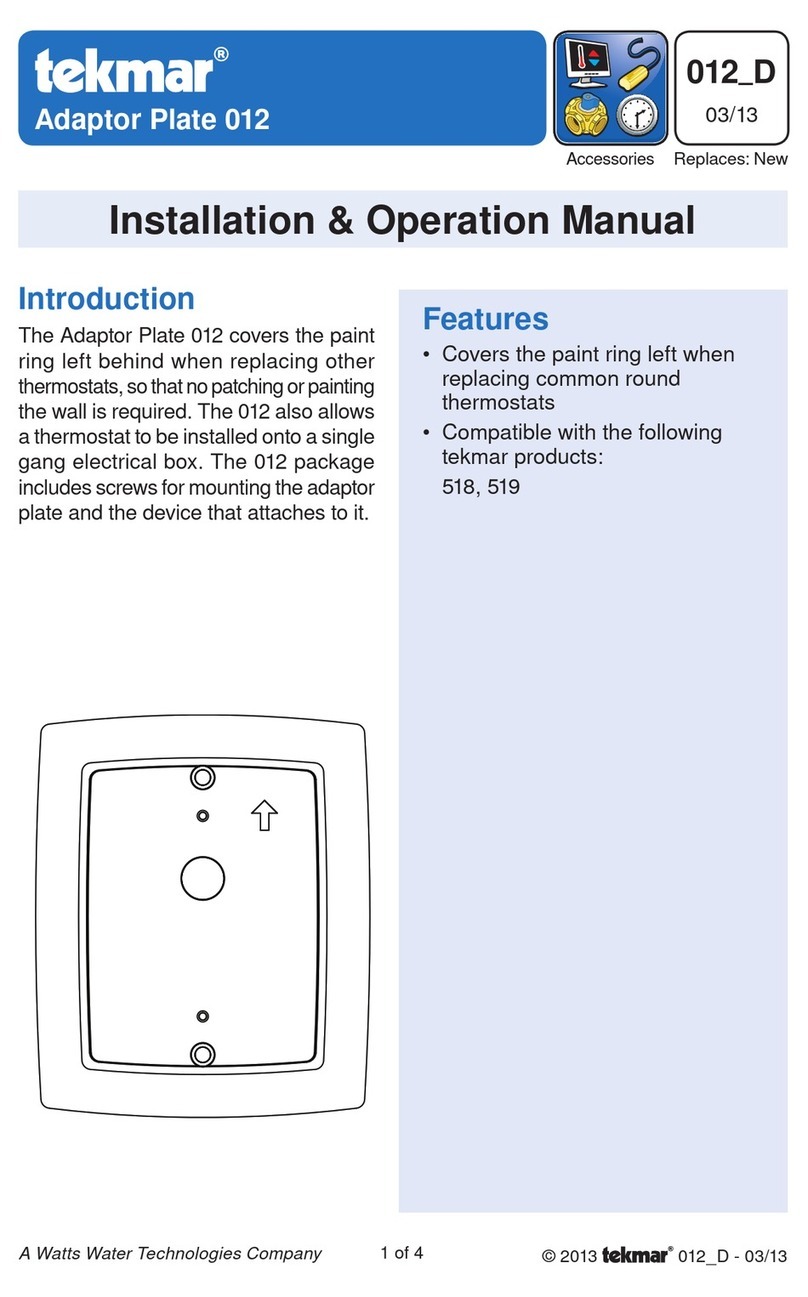 Tekmar Adaptor Plate 012 Installation & operation manual