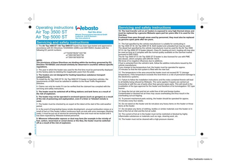 Webasto Air Top 3500 ST operating instructions