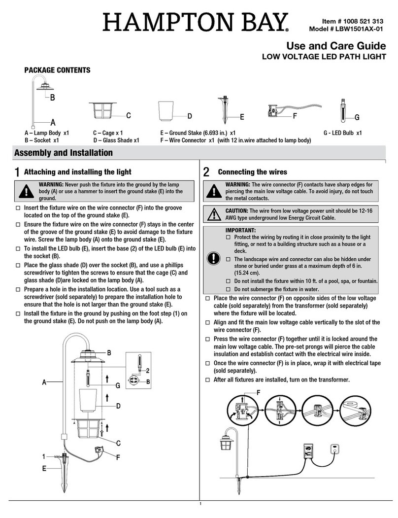 HAMPTON BAY LBW1501AX-01 Use and care guide