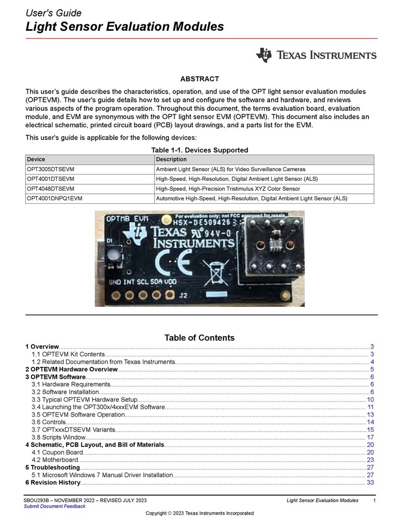 Texas Instruments OPT3005DTSEVM User manual
