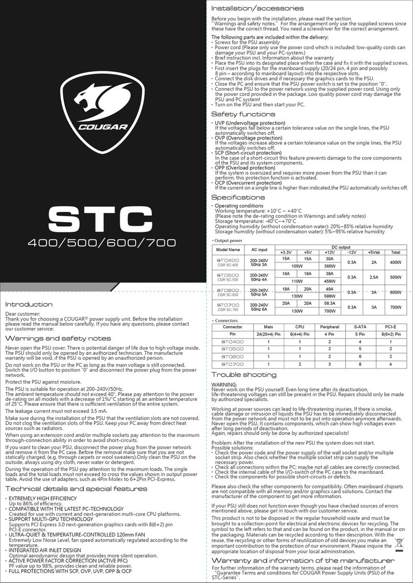 COUGAR STC400 User manual COUGAR STC400 User manual