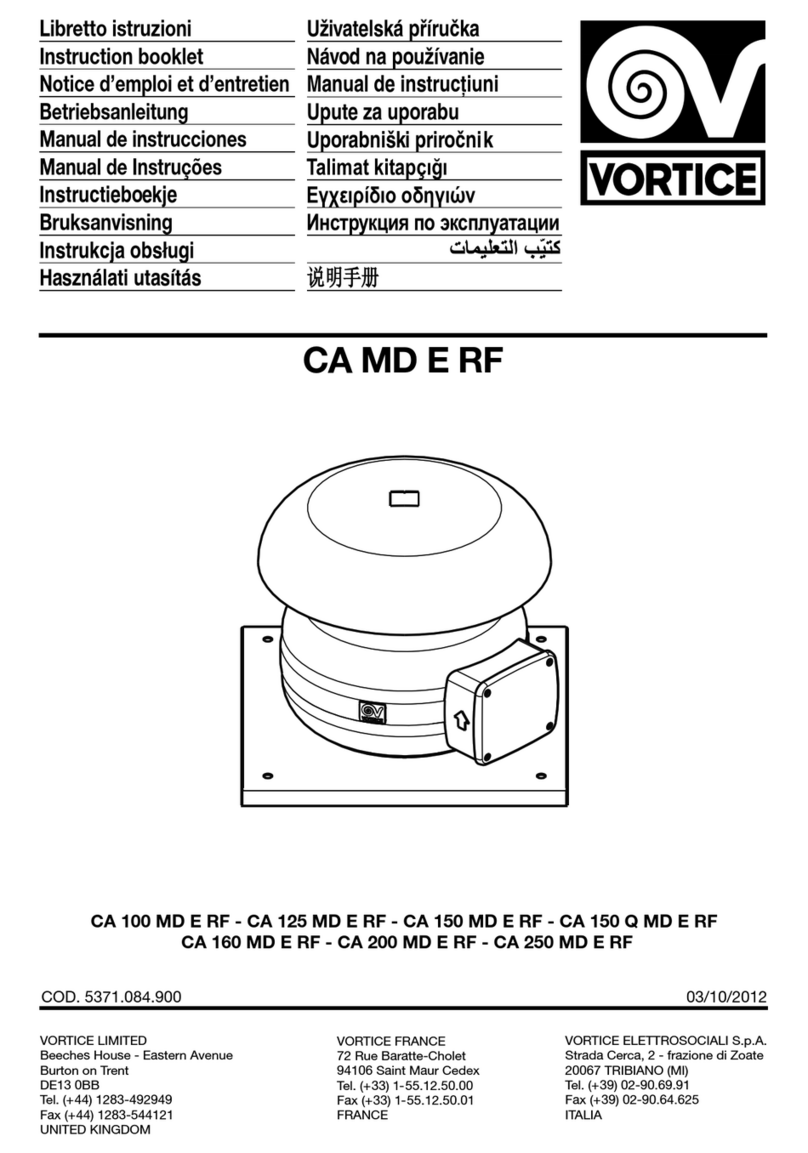 Vortice CA MD E RF Series Instruction booklet