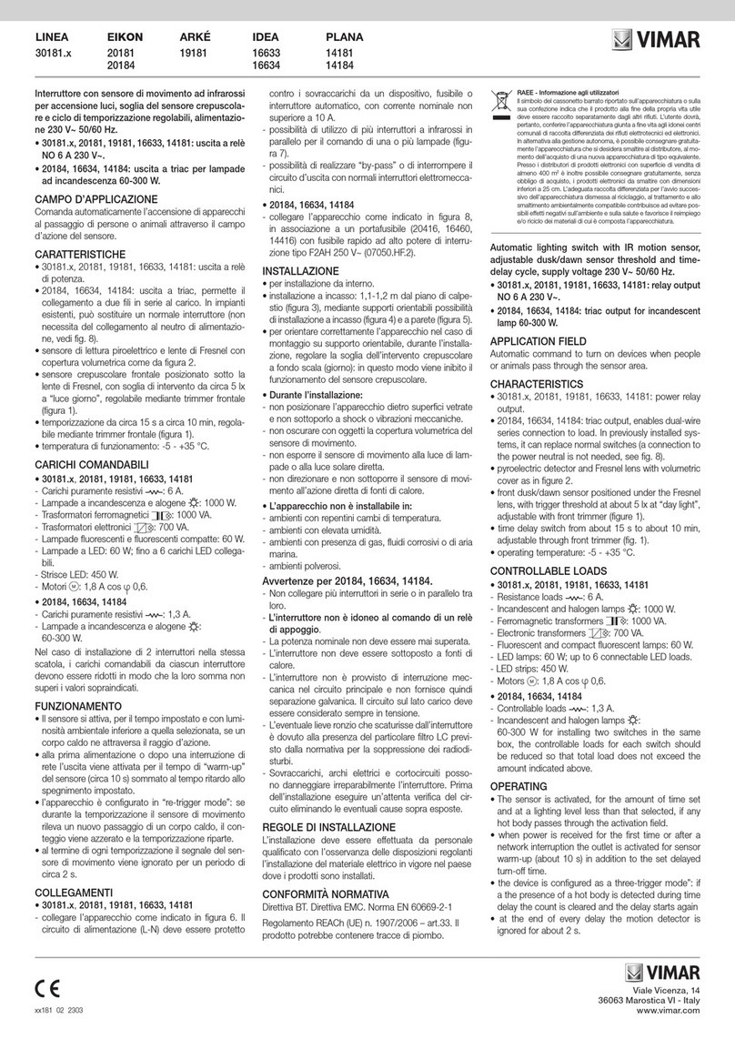 Vimar LINEA 30181 Series User manual