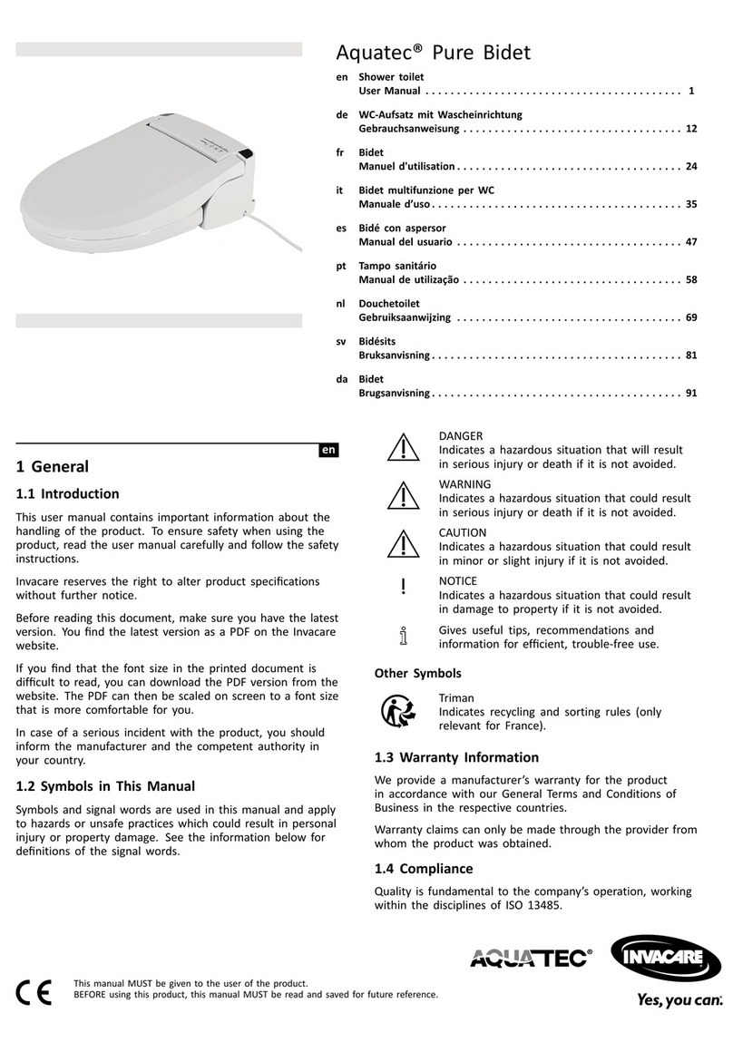 Invacare Aquatec Pure Bidet User manual
