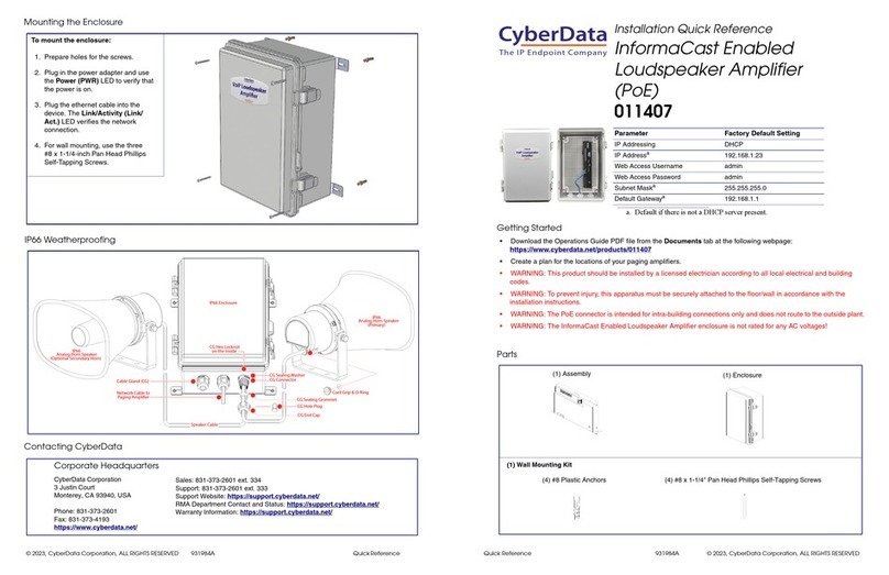 CyberData InformaCast Enabled 011407 Installation quick reference CyberData InformaCast Enabled 011407 Installation quick reference