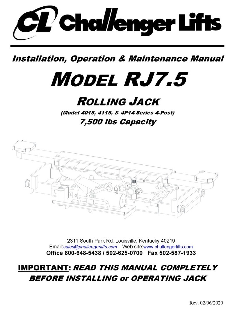 Challenger Lifts RJ7.5 Installation, operation & maintenance manual