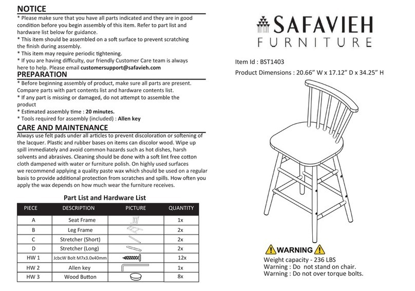 Safavieh Furniture BST1403 quick start guide