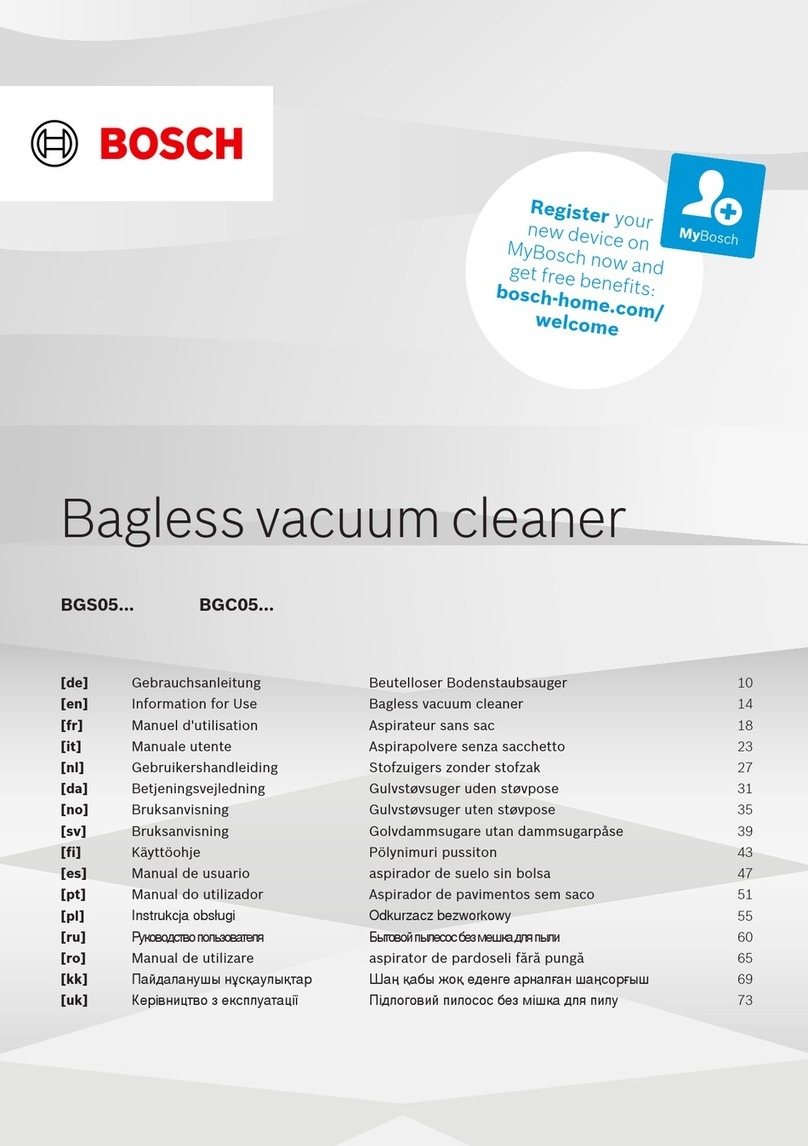 Bosch BGS05 Series Specification sheet