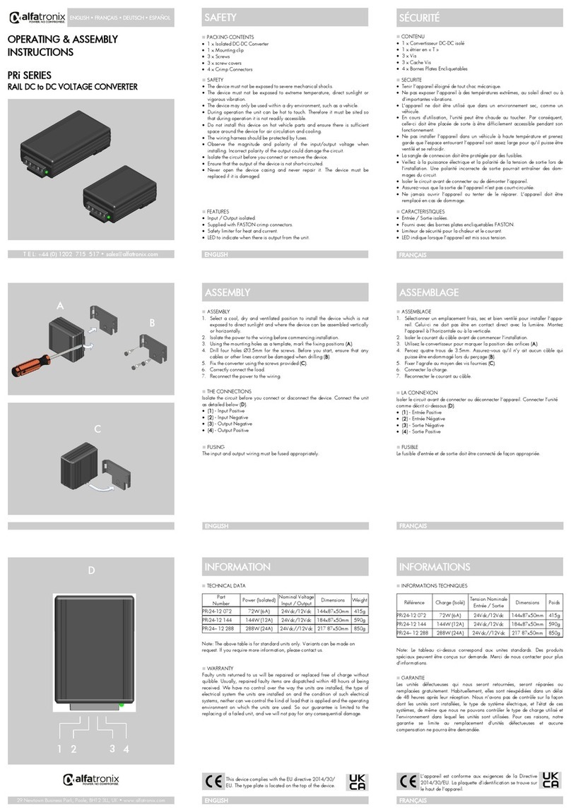 alfatronix PRi Series Operating & assembly instructions