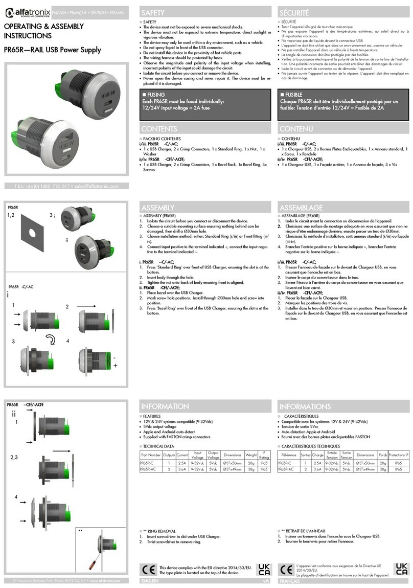 alfatronix PR65R Operating & assembly instructions