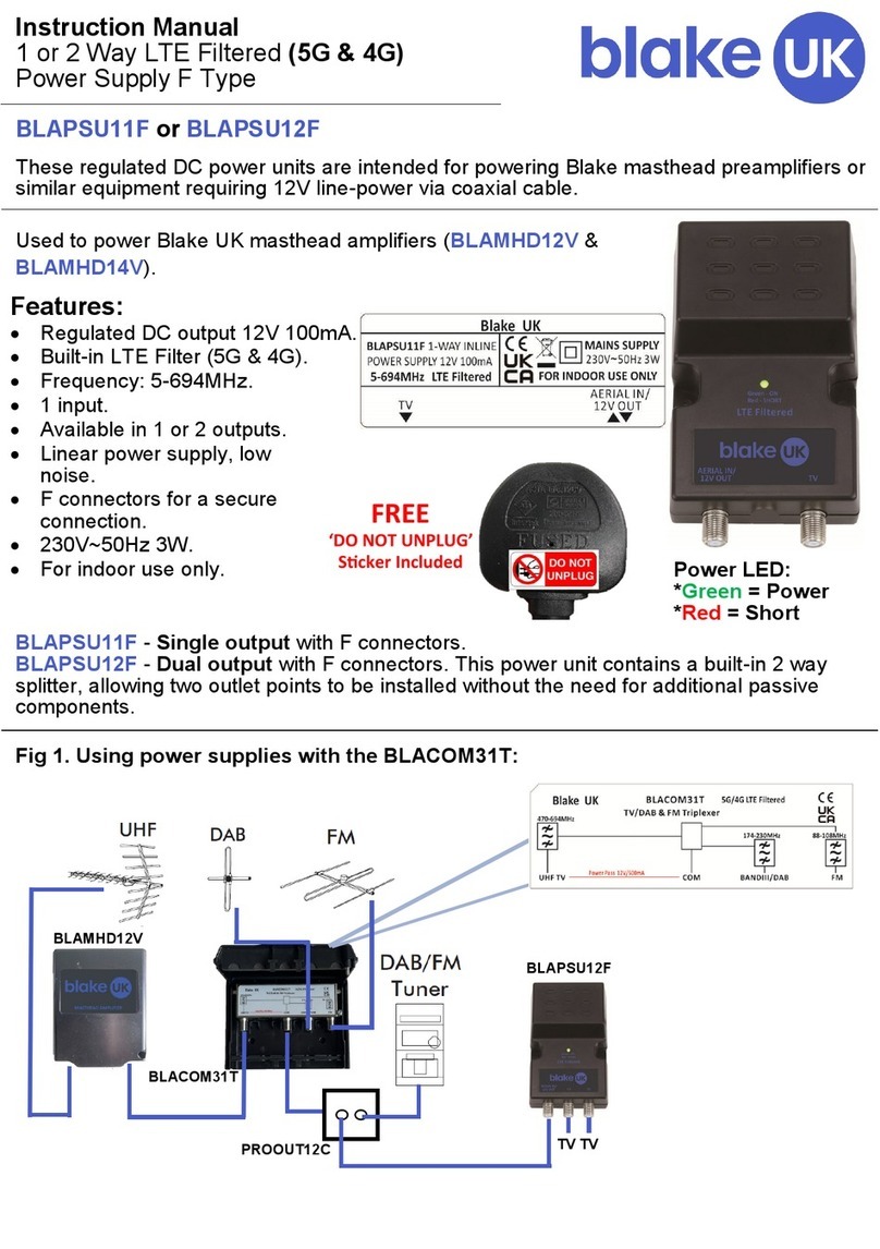 Blake UK BLAPSU11F instruction manual