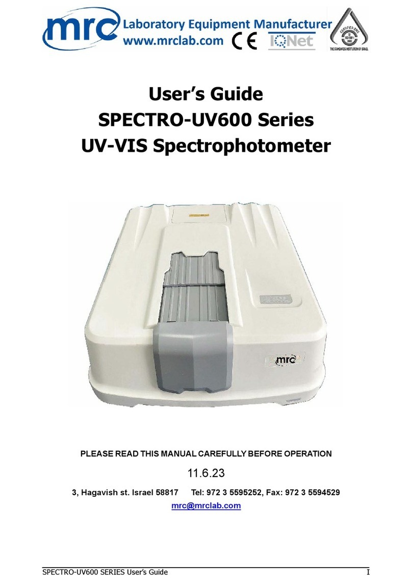 MRC SPECTRO-UV600 Series User manual