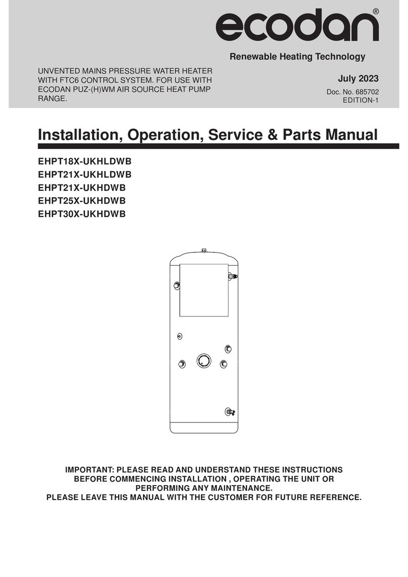 Ecodan EHPT18X-UKHLDWB Installation, operation & service parts manual
