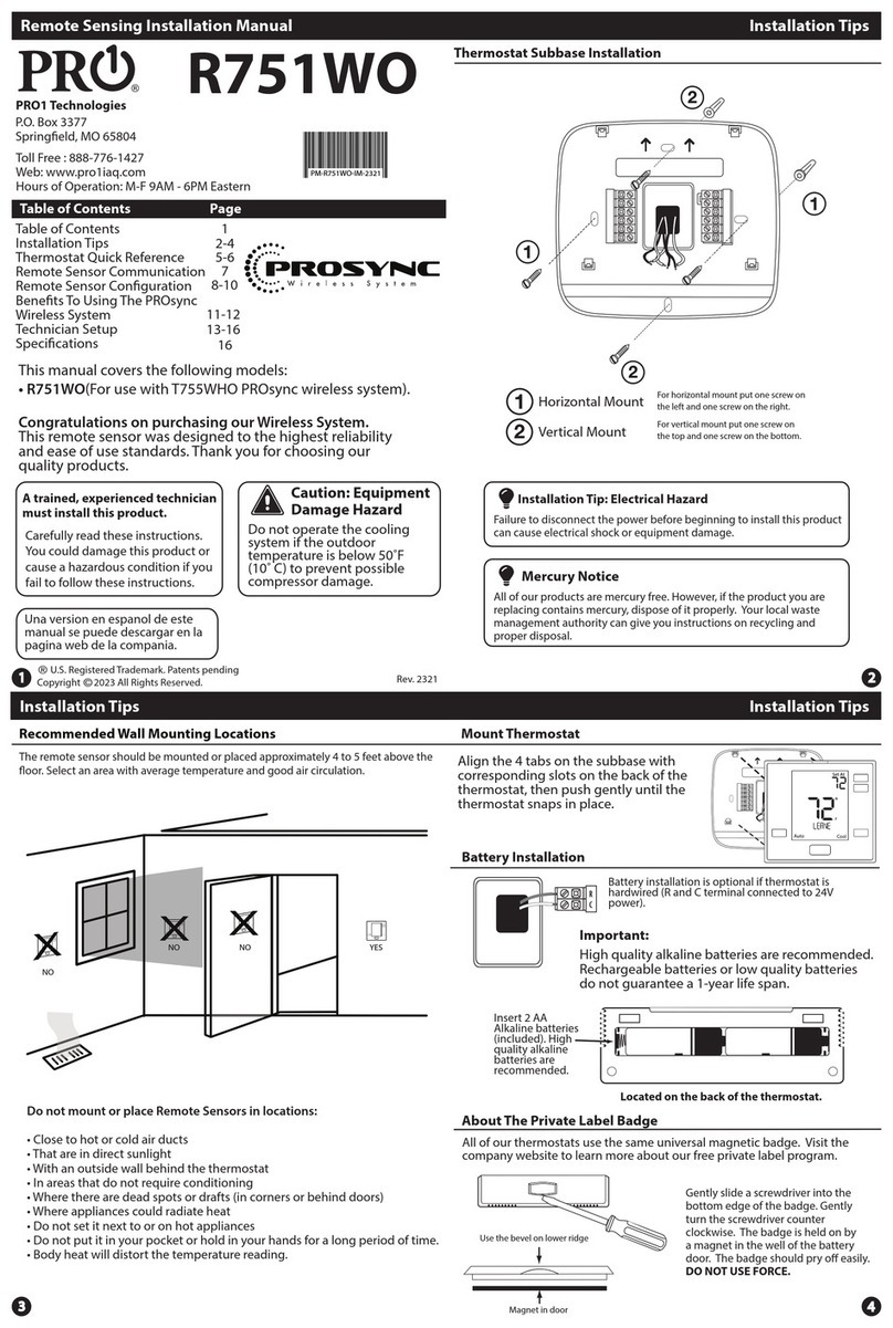 Pro 1 IAQ R751WO installation manual