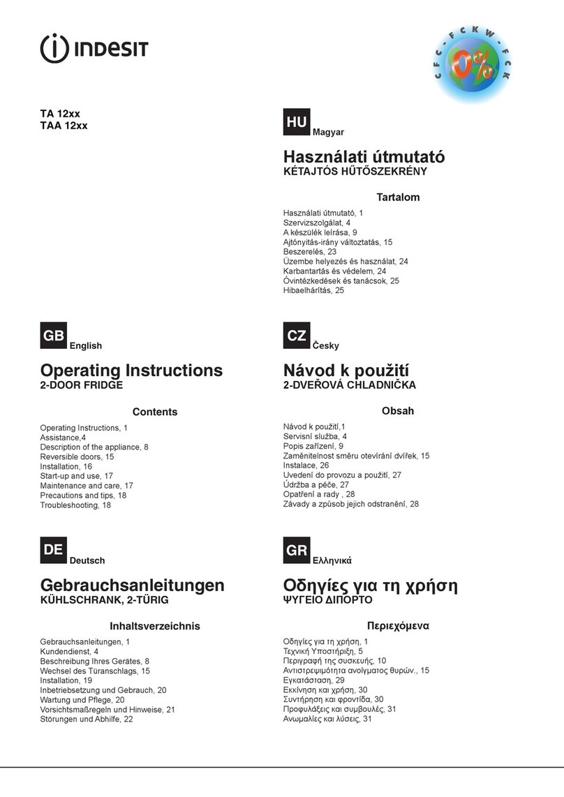 Indesit TA 12 Series operating instructions