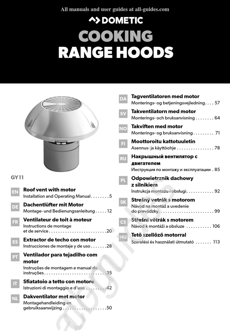 Dometic GY11 Installation and operating manual
