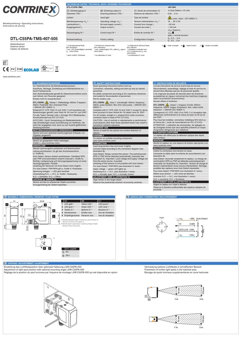 Contrinex DTL-C55PA-TMS-407-505 operating instructions Contrinex DTL-C55PA-TMS-407-505 operating instructions