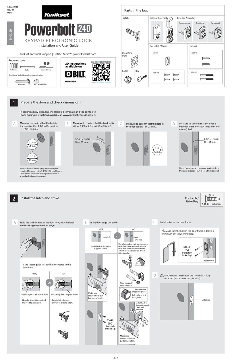 Kwikset Powerbolt 240 User manual