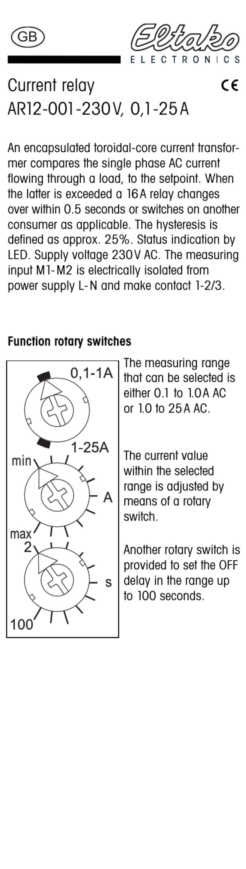 Eltako AR12-001-230V 0,1-25A User manual
