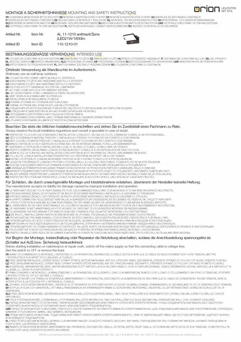 Orion AL 11-1210 Mounting and safety instructions