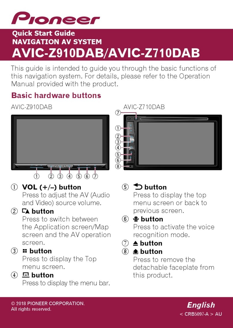 Pioneer AVIC-Z910DAB quick start guide