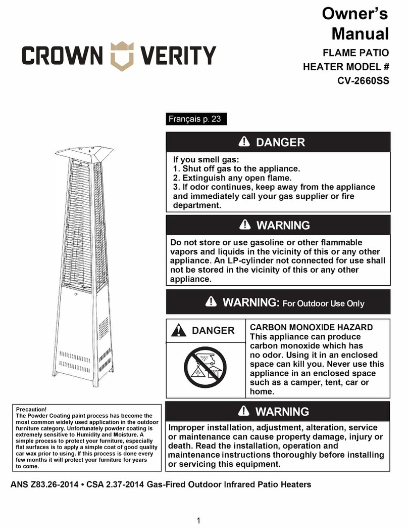 CROWN VERITY FLAME PATIO owner's manual CROWN VERITY FLAME PATIO owner's manual