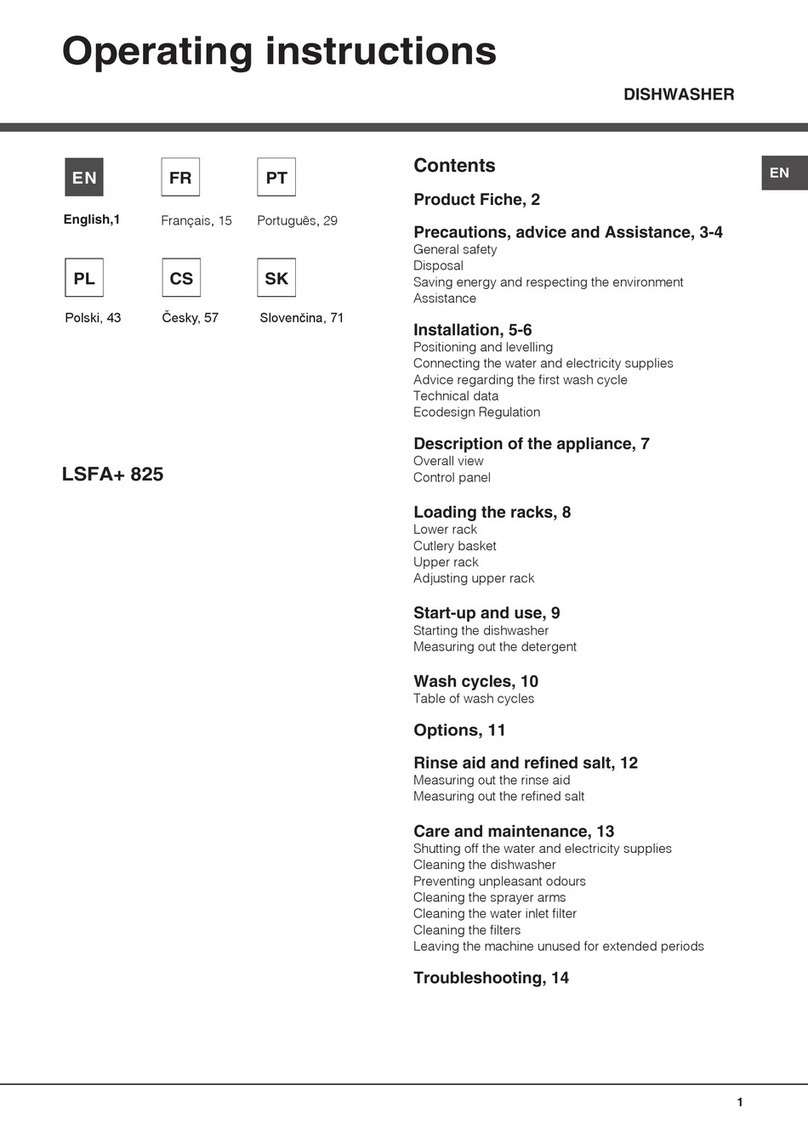 Hotpoint Ariston LSFA+ 825 operating instructions