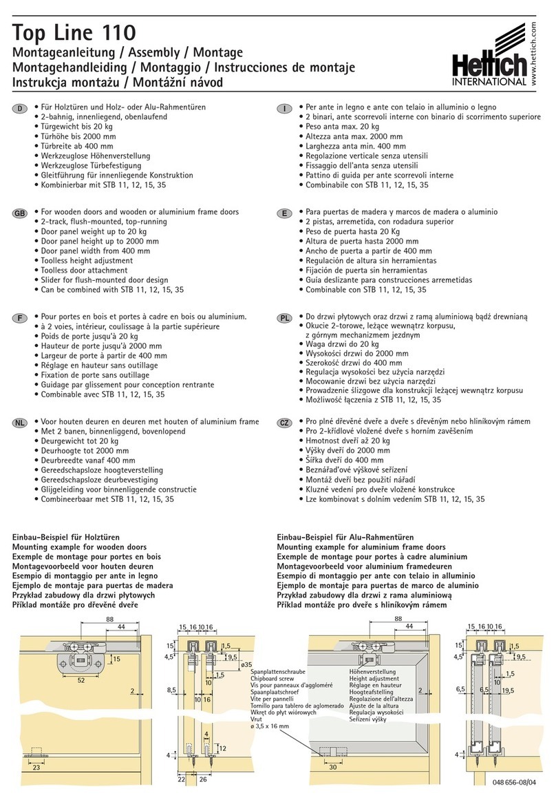 Hettich Top Line 110 User manual