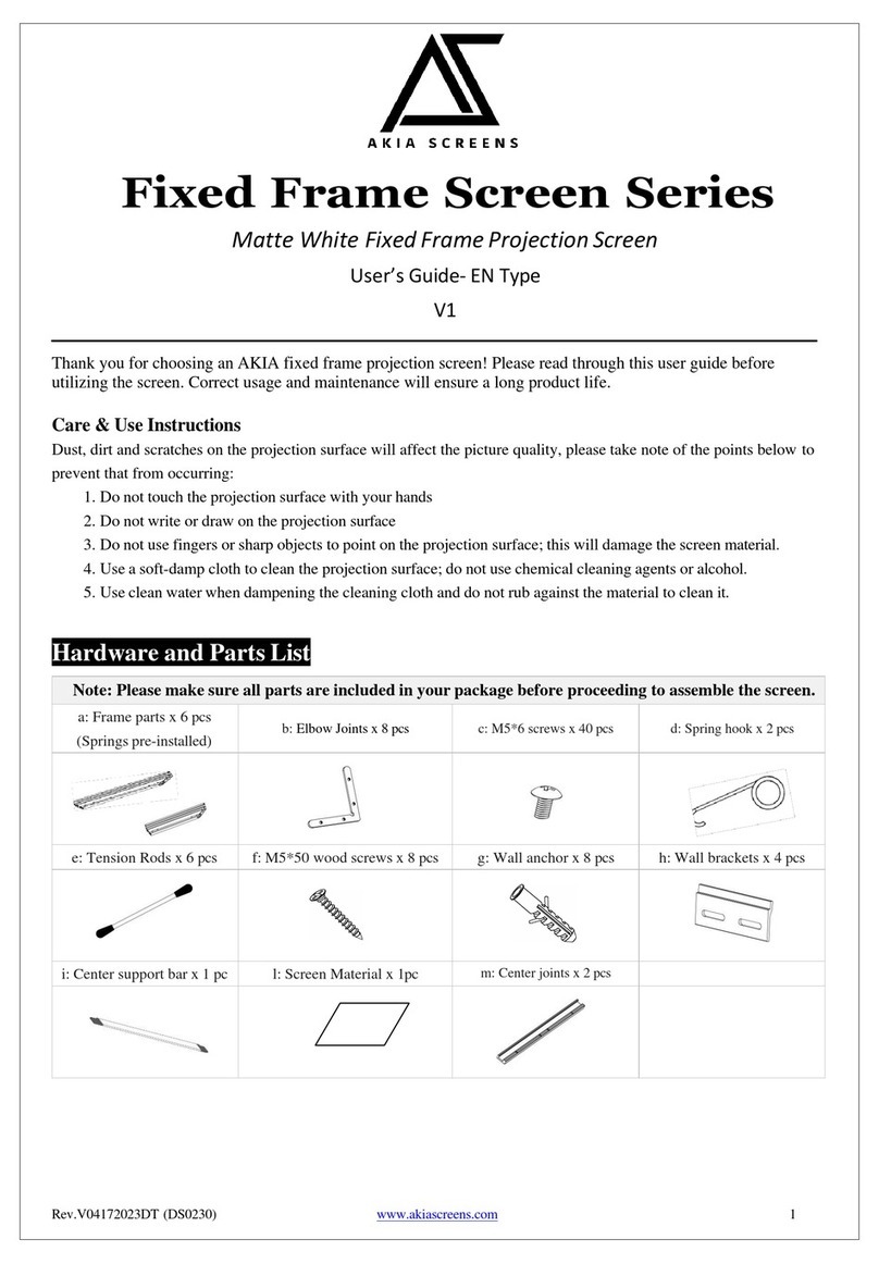 Akia Screens Fixed Frame Screen Series user guide