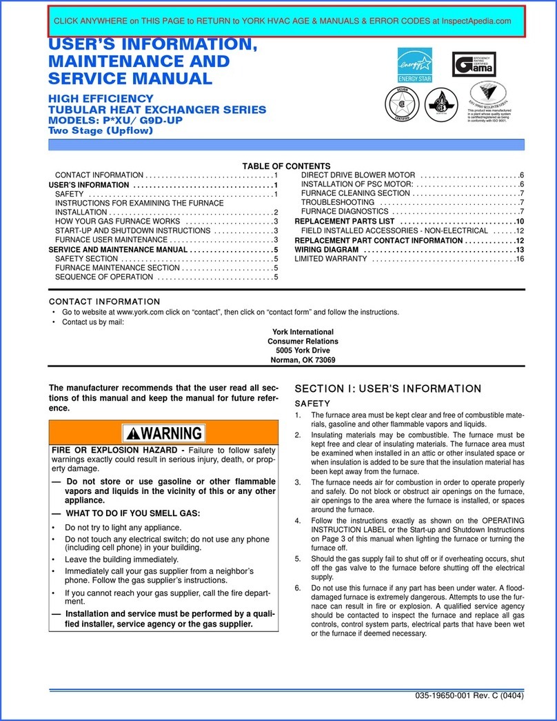York P XU Series User's information, maintenance and service manual York P XU Series User's information, maintenance and service manual