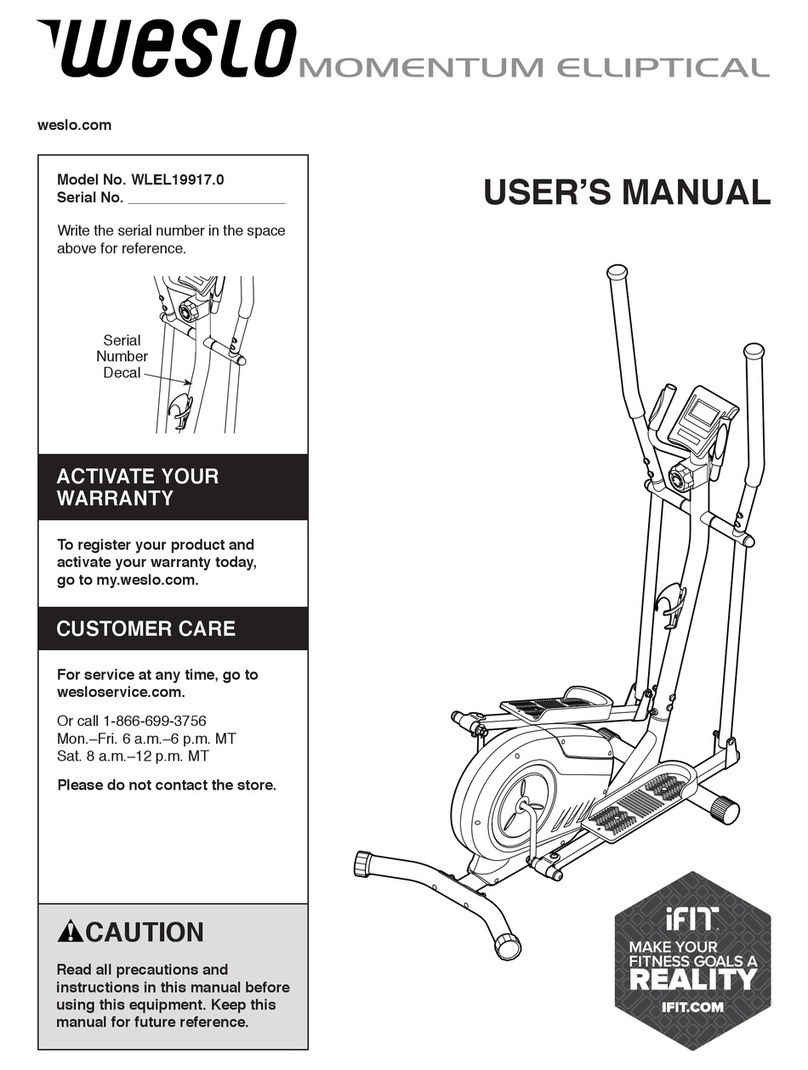 Weslo MOMENTUM ELLIPTICAL user manual