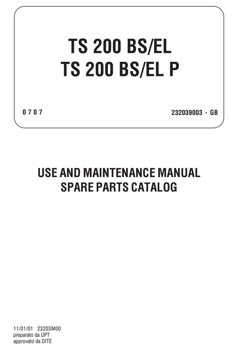 Mosa TS 200 BS/EL Use and maintenance manual, spare parts catalog Mosa TS 200 BS/EL Use and maintenance manual, spare parts catalog