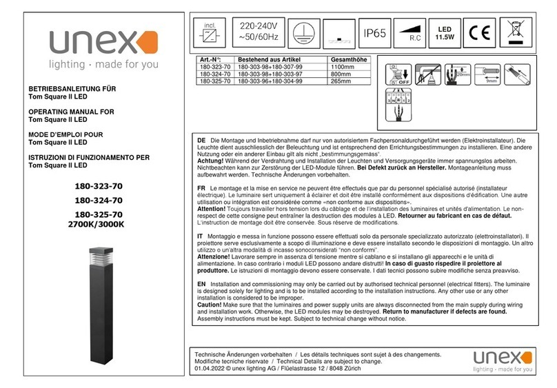 Unex Tom Square II LED operating manual