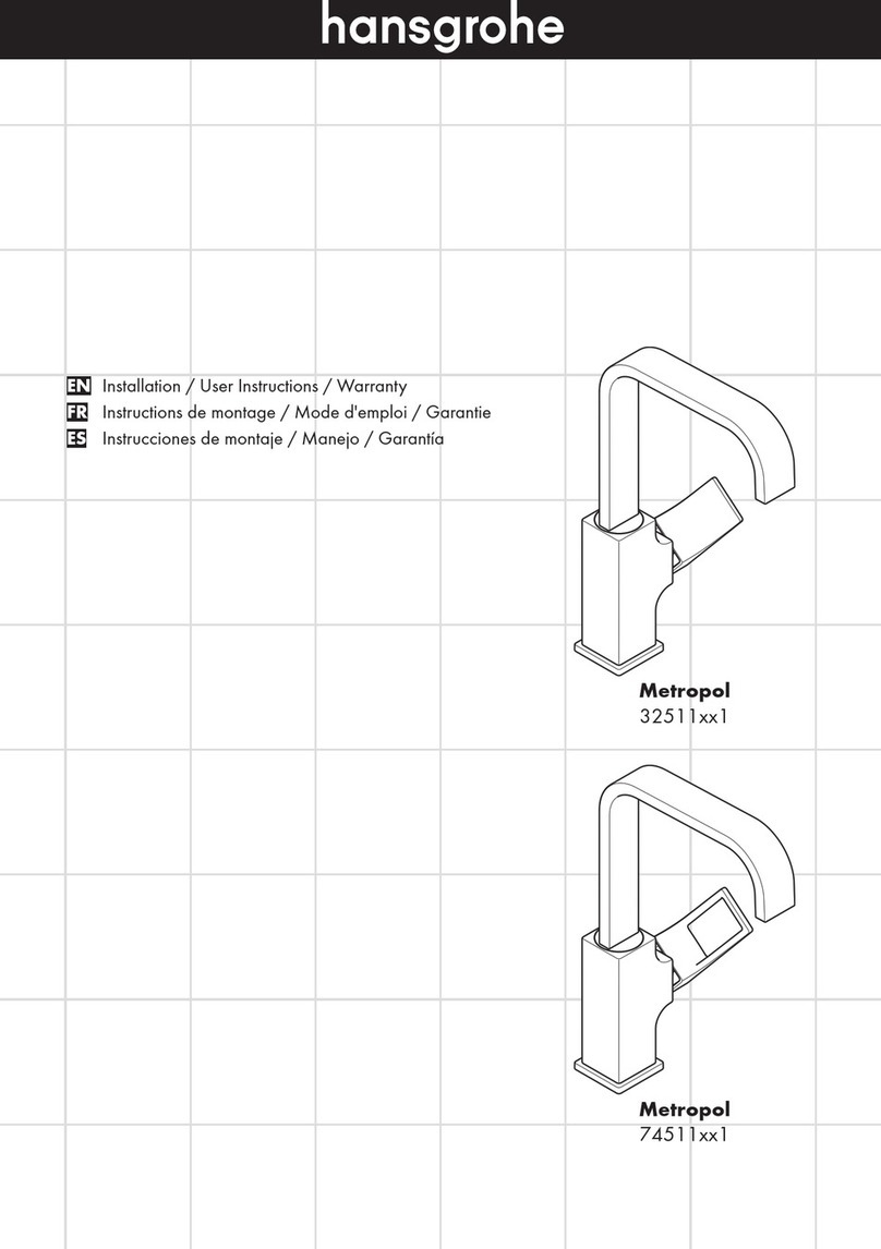 Hans Grohe Metropol 32511 1 Series Installation/User Instructions/Warranty