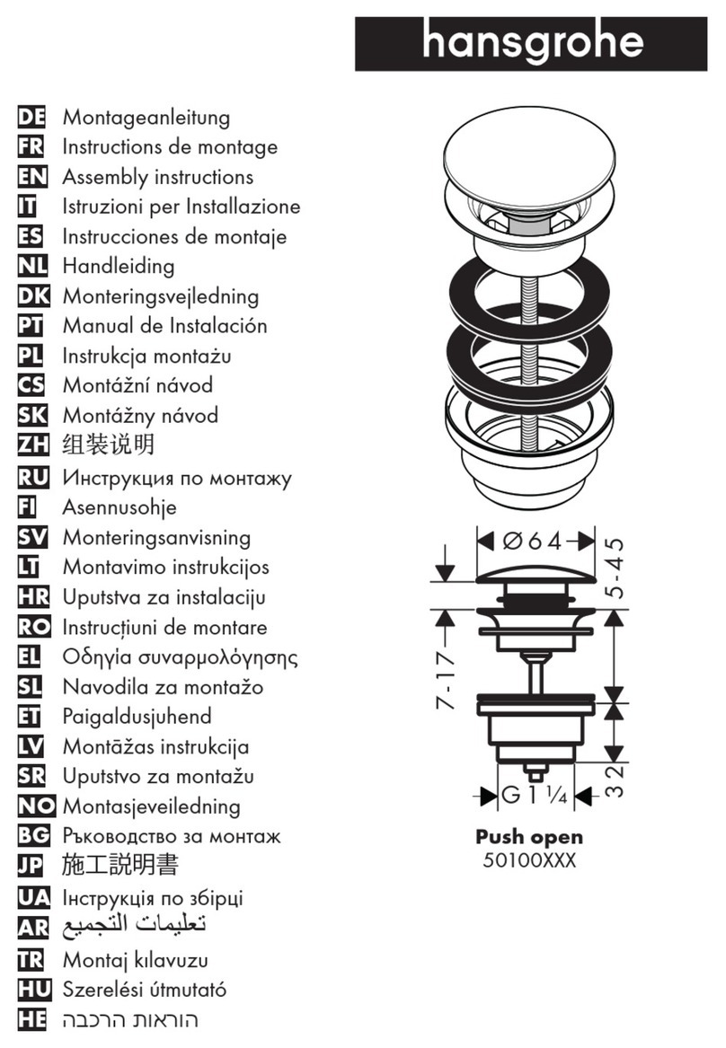 Hans Grohe Push open 50100 Series Assembly instructions