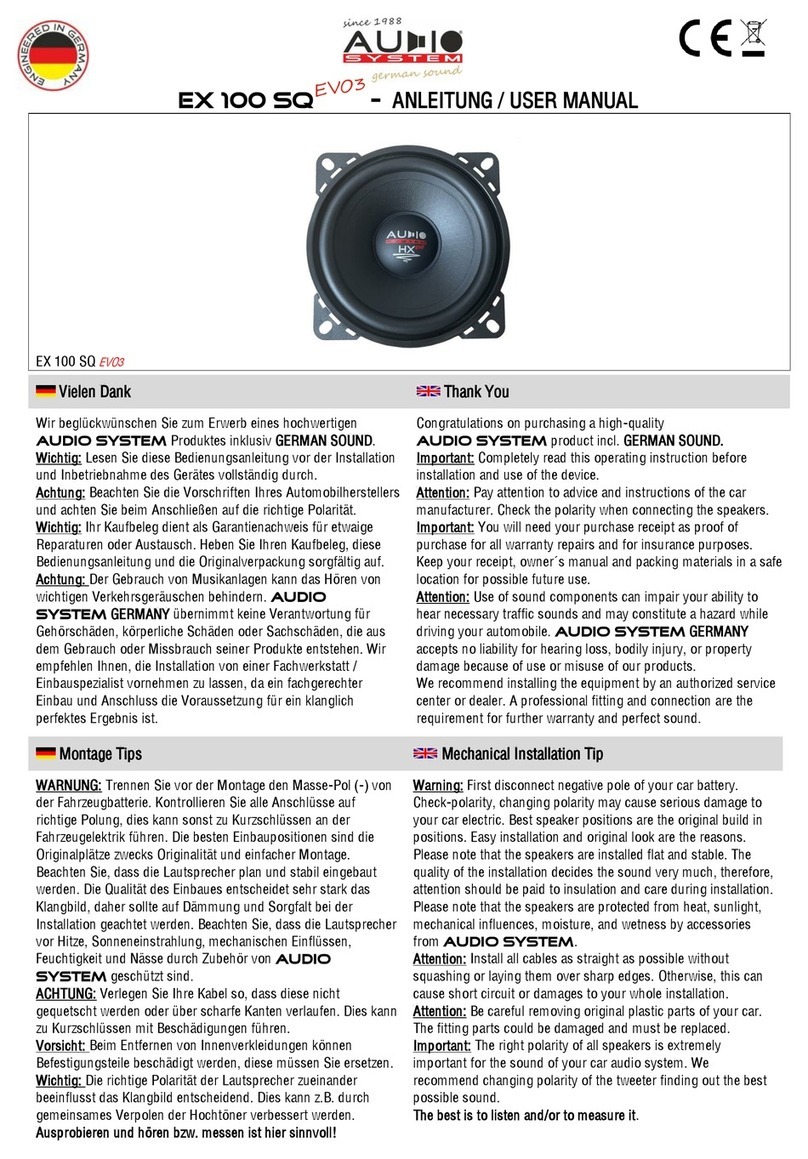 Audiosystem EX 100 SQ EVO3 User manual