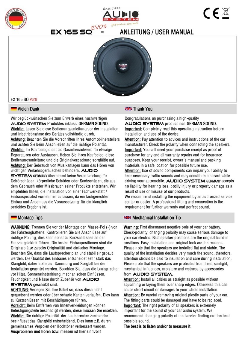 Audiosystem EX 165 SQ EVO3 User manual